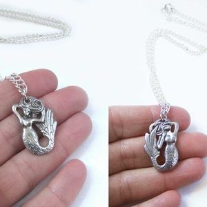 Mermaid pendant necklace reversible mermaid charm